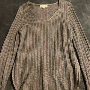 Pink Republic V-Neck Ribbed Sweater - Grey